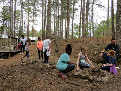 getting the campfire area ready