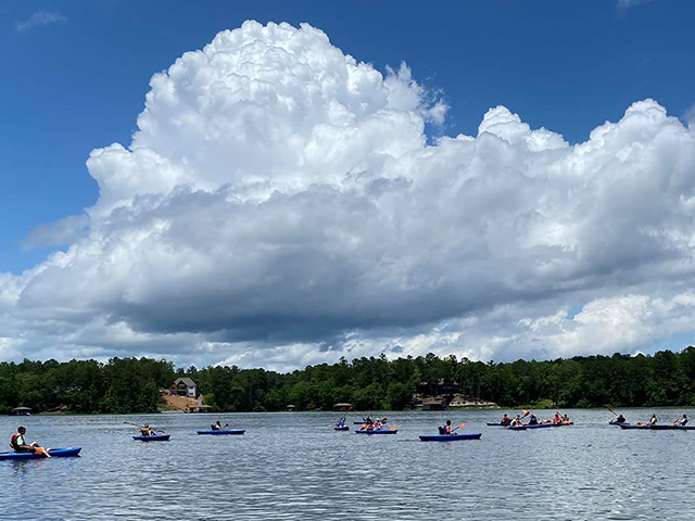 canoers and kayakers on Lay Lake